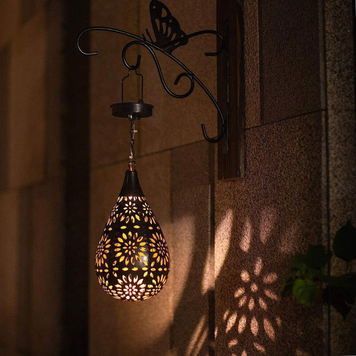 Lampa ogrodowa wisząca | Stylowe oświetlenie zewnętrzne zasilane energią słoneczną