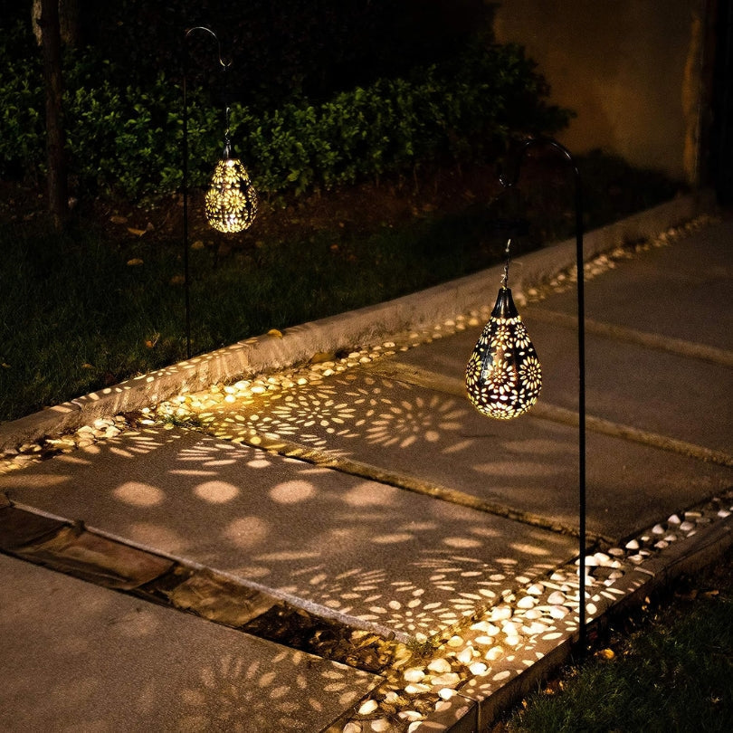 Lampa ogrodowa wisząca | Stylowe oświetlenie zewnętrzne zasilane energią słoneczną