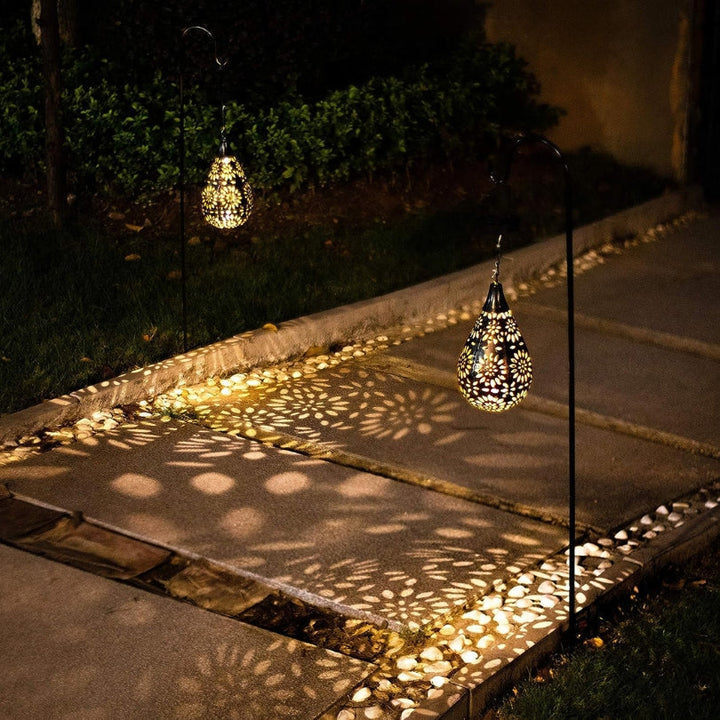 Lampa ogrodowa wisząca | Stylowe oświetlenie zewnętrzne zasilane energią słoneczną
