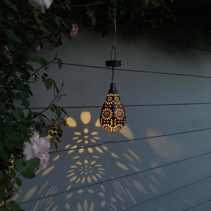 Lampa ogrodowa wisząca | Stylowe oświetlenie zewnętrzne zasilane energią słoneczną