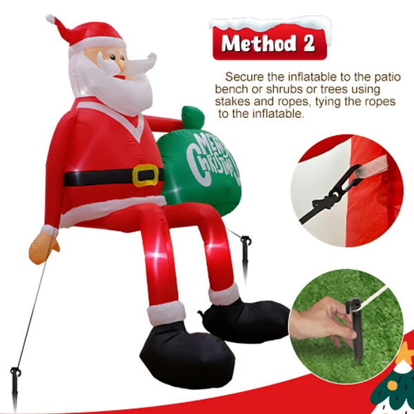 Royaleva Gigantyczny 8FT LED Wspinający się Mikołaj Inflatable Premium Zewnętrzna Dekoracja Świąteczna