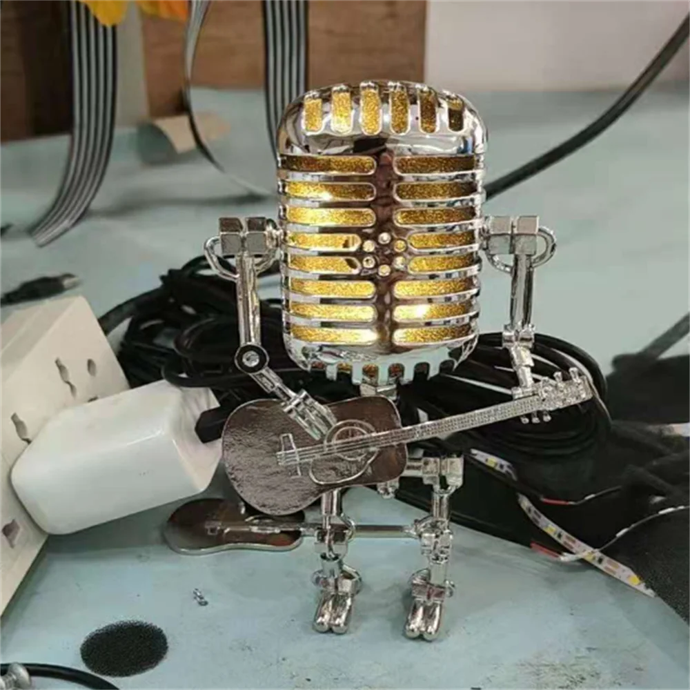 Lampa stołowa Robot Metalowa Design Przemysłowy