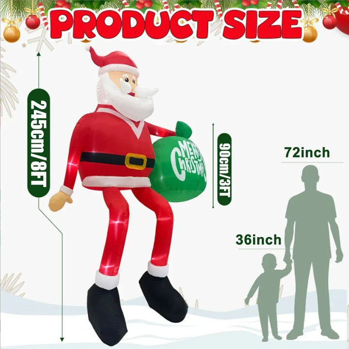 Royaleva Gigantyczny 8FT LED Wspinający się Mikołaj Inflatable Premium Zewnętrzna Dekoracja Świąteczna