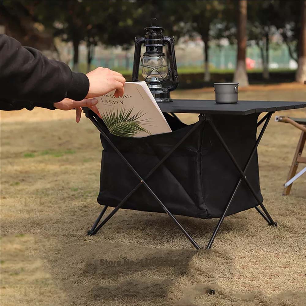Camping Składany Stół Aluminiowy Czarny