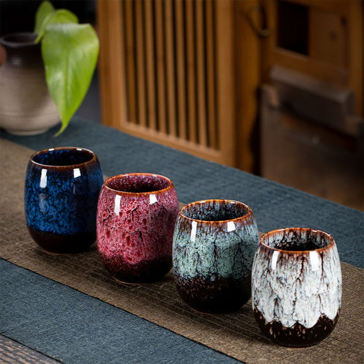 Marmurowy Ceramiczny Kubek do Kawy | 10oz z Złotym Uchem | Elegancki Wzór Wiru