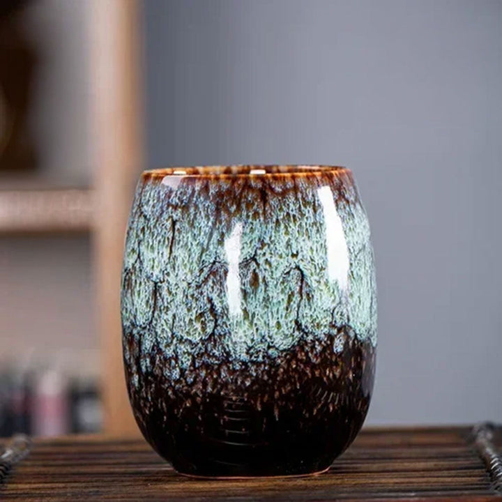 Marmurowy Ceramiczny Kubek do Kawy | 10oz z Złotym Uchem | Elegancki Wzór Wiru