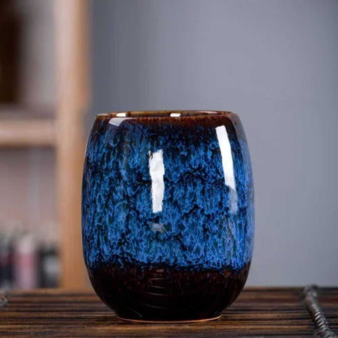 Marmurowy Ceramiczny Kubek do Kawy | 10oz z Złotym Uchem | Elegancki Wzór Wiru