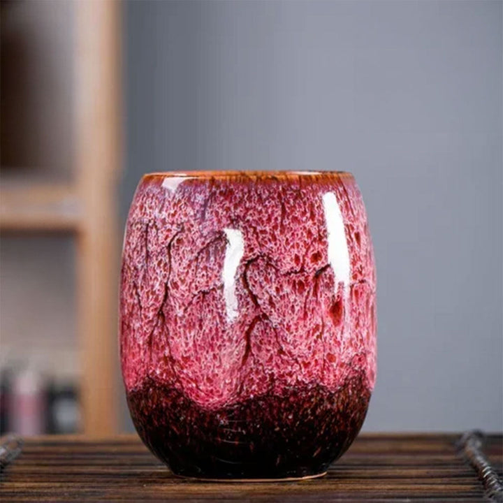 Marmurowy Ceramiczny Kubek do Kawy | 10oz z Złotym Uchem | Elegancki Wzór Wiru
