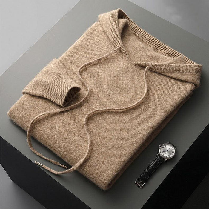 Hoodie z Wełny Merino dla Mężczyzn z Miękkim Wykończeniem