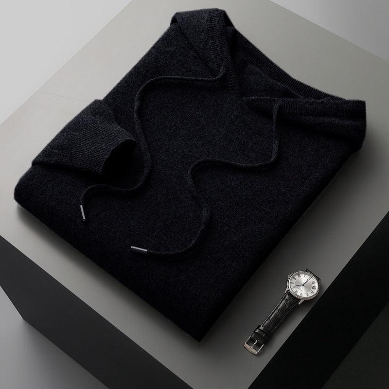 Hoodie z Wełny Merino dla Mężczyzn z Miękkim Wykończeniem