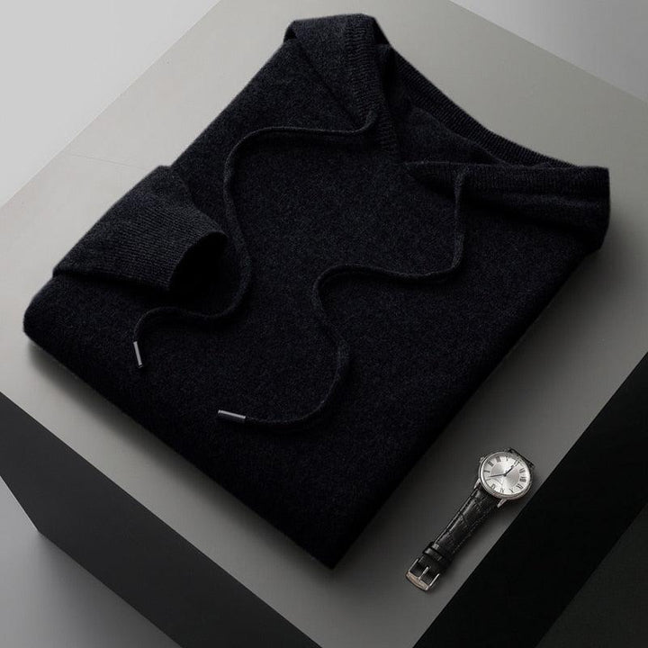 Hoodie z Wełny Merino dla Mężczyzn z Miękkim Wykończeniem