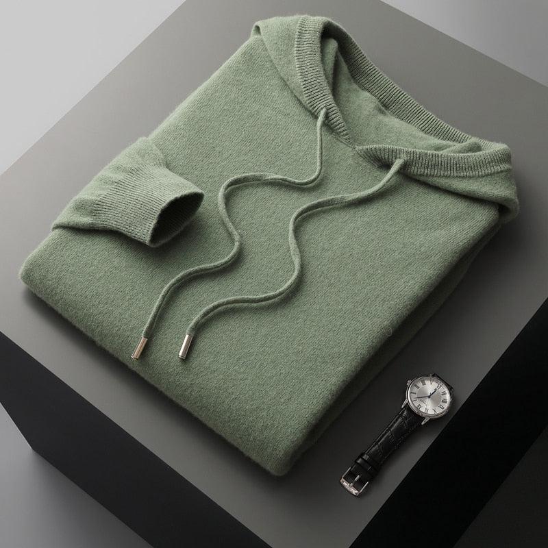 Hoodie z Wełny Merino dla Mężczyzn z Miękkim Wykończeniem