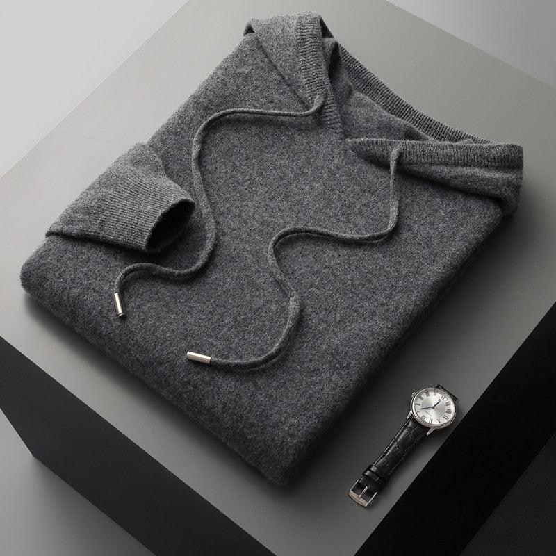 Hoodie z Wełny Merino dla Mężczyzn z Miękkim Wykończeniem