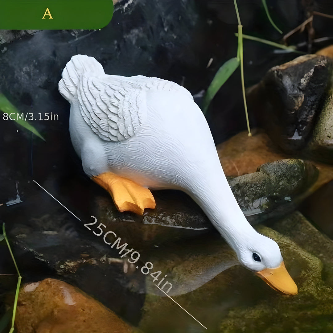 PuddlePals Rzeźba – Styl Wiejski Kaczka &amp; Gęś Figura