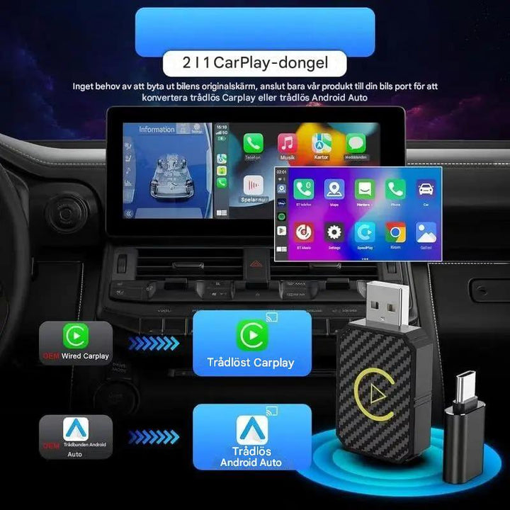 CarloBox – Bezprzewodowy Adapter CarPlay i Android Auto | Prosty Plug &amp; Play dla Bezprzewodowego Doświadczenia w Samochodzie