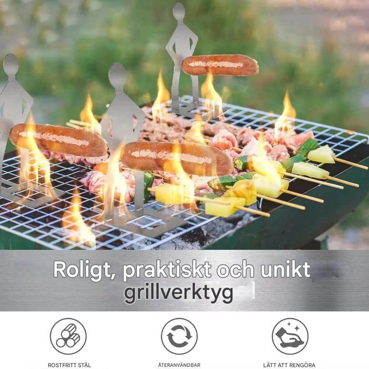 Sausbro - Przenośny uchwyt na kiełbaski ze stali nierdzewnej do kempingu, grillowania i pikników 5szt