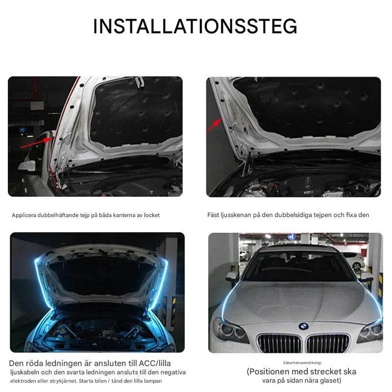 GlowTail - LED DRL List do Samochodu | 150cm Sekwencyjna Taśma Świetlna z Wodoodporną Konstrukcją