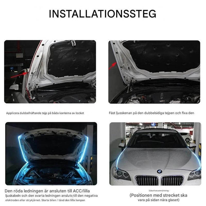 GlowTail - LED DRL List do Samochodu | 150cm Sekwencyjna Taśma Świetlna z Wodoodporną Konstrukcją