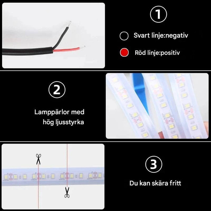 GlowTail - LED DRL List do Samochodu | 150cm Sekwencyjna Taśma Świetlna z Wodoodporną Konstrukcją
