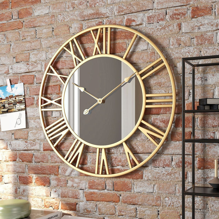 Vintage Lustro Zegar Ścienny | Cichy Ruch Sekundowy | Industrialny Styl Dekoracyjny | Tył do Tyłu