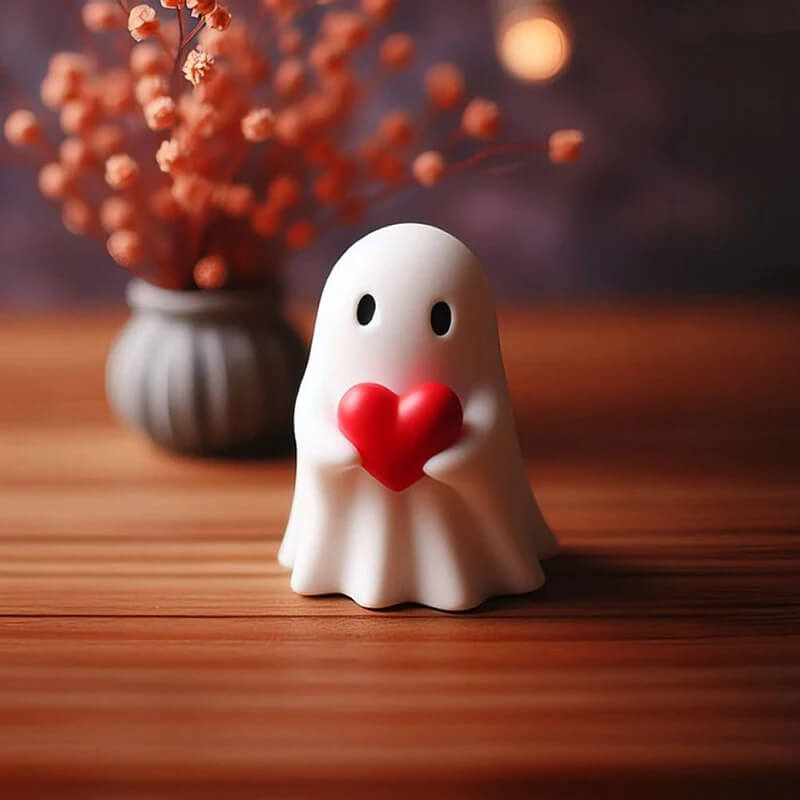 Dekoracja Halloween: Słodka Rzeźba Duch – Straszna i Zabawna Figurynka do Domu
