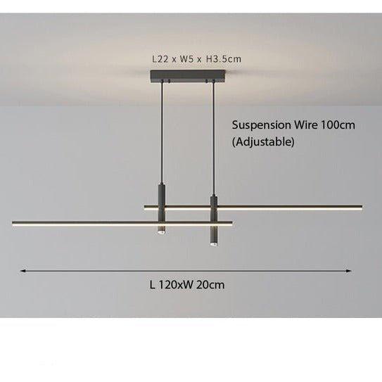 LumiLine – Nowoczesna Lampa LED Linowa z Regulowaną Wysokością i Przyciskiem Ściemniającym