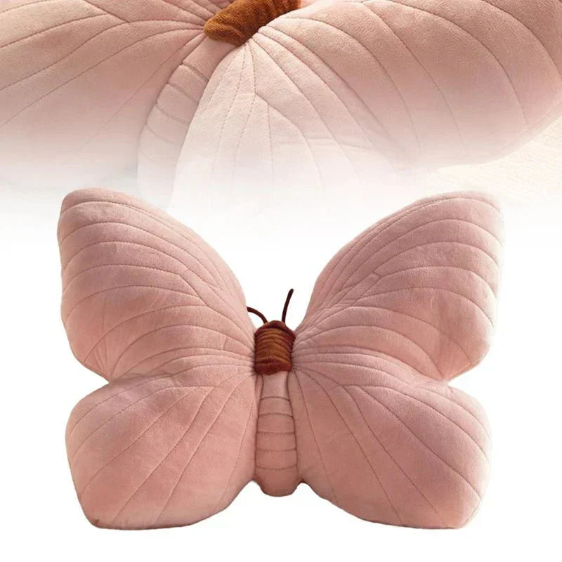 Różowa Pluszowa Poduszka Motyl do Sofy i Sypialni