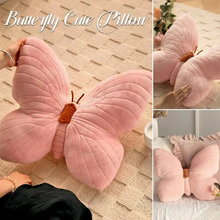 Różowa Pluszowa Poduszka Motyl do Sofy i Sypialni