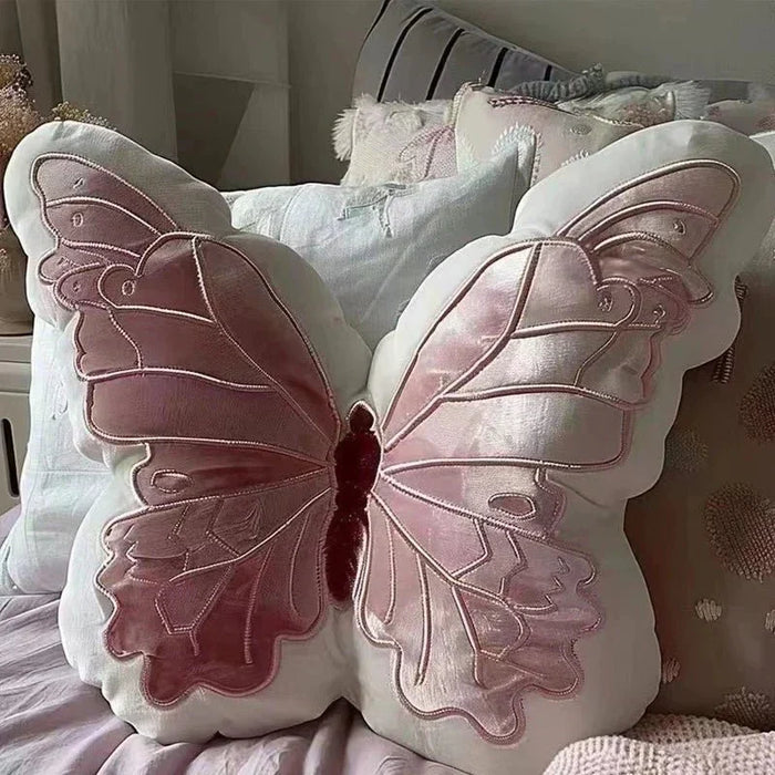 Różowa Pluszowa Poduszka Motyl do Sofy i Sypialni