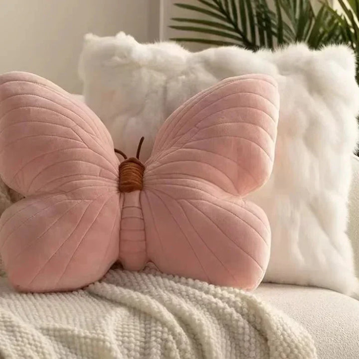 Różowa Pluszowa Poduszka Motyl do Sofy i Sypialni