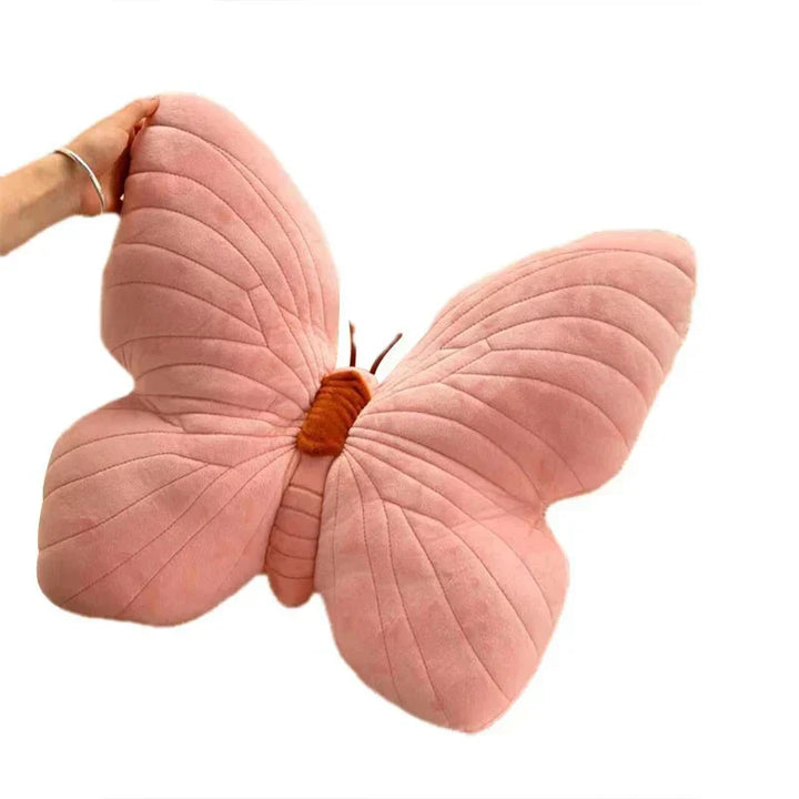 Różowa Pluszowa Poduszka Motyl do Sofy i Sypialni
