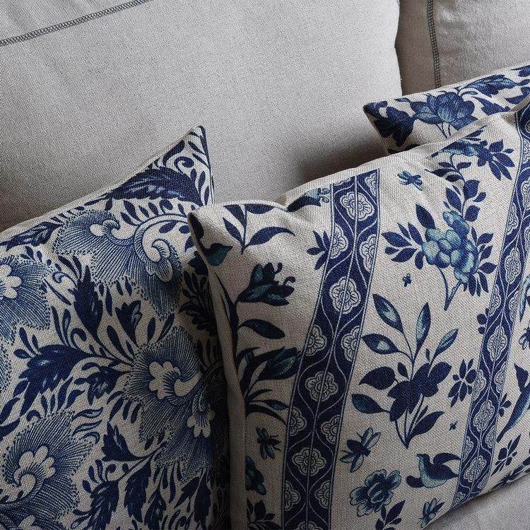 Carvallo Blue – Luksusowa Poszewka na Poduszkę z Tradycyjnym Chińskim Wzorem Porcelany