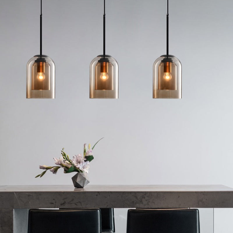 Lampa wisząca z połowy wieku w podwójnym szkle