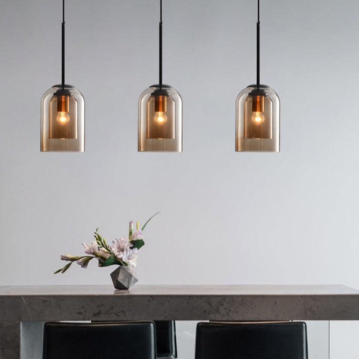Lampa wisząca z połowy wieku w podwójnym szkle