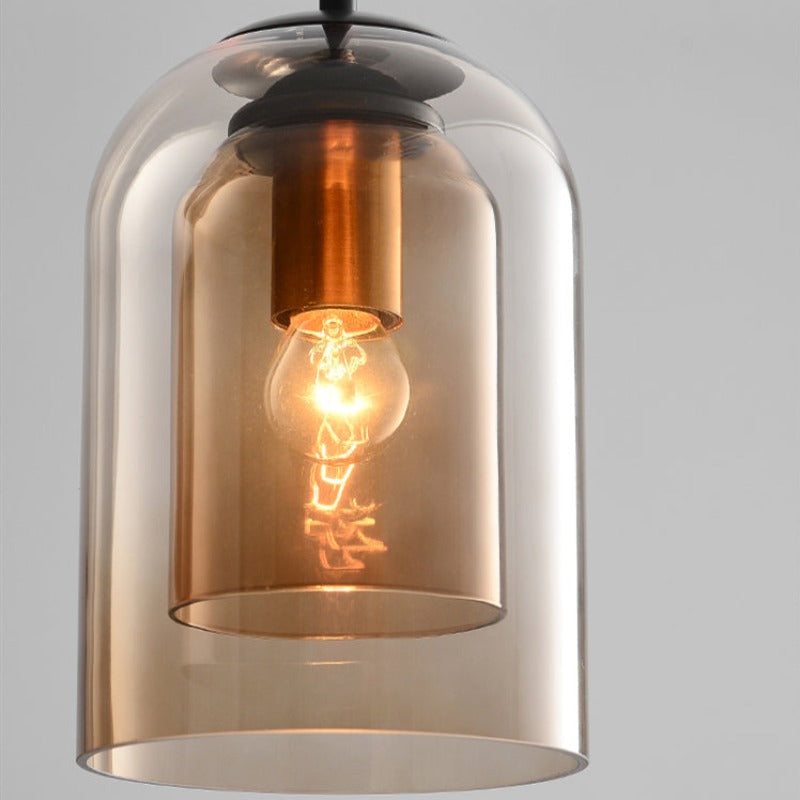 Lampa wisząca z połowy wieku w podwójnym szkle
