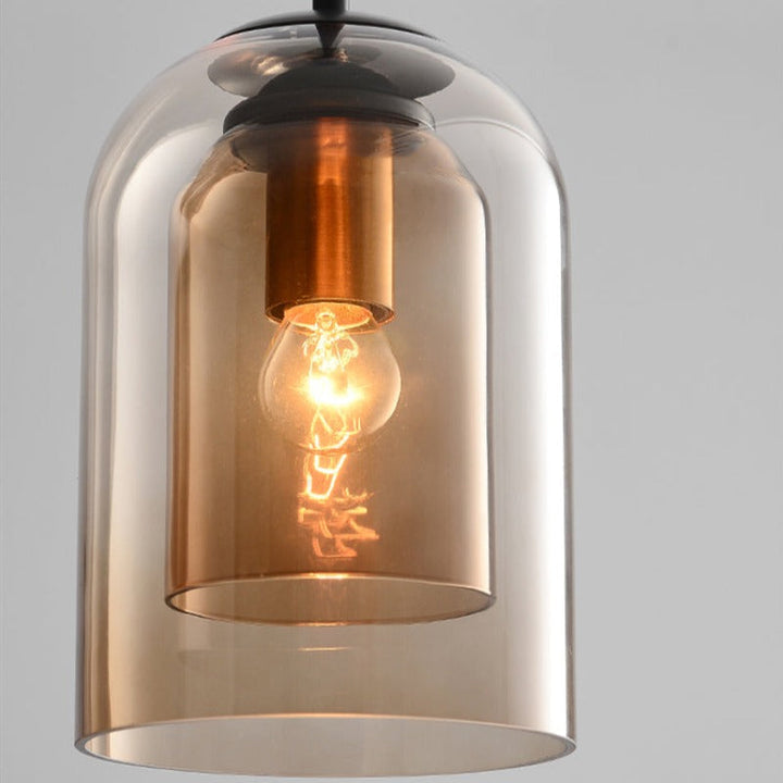 Lampa wisząca z połowy wieku w podwójnym szkle