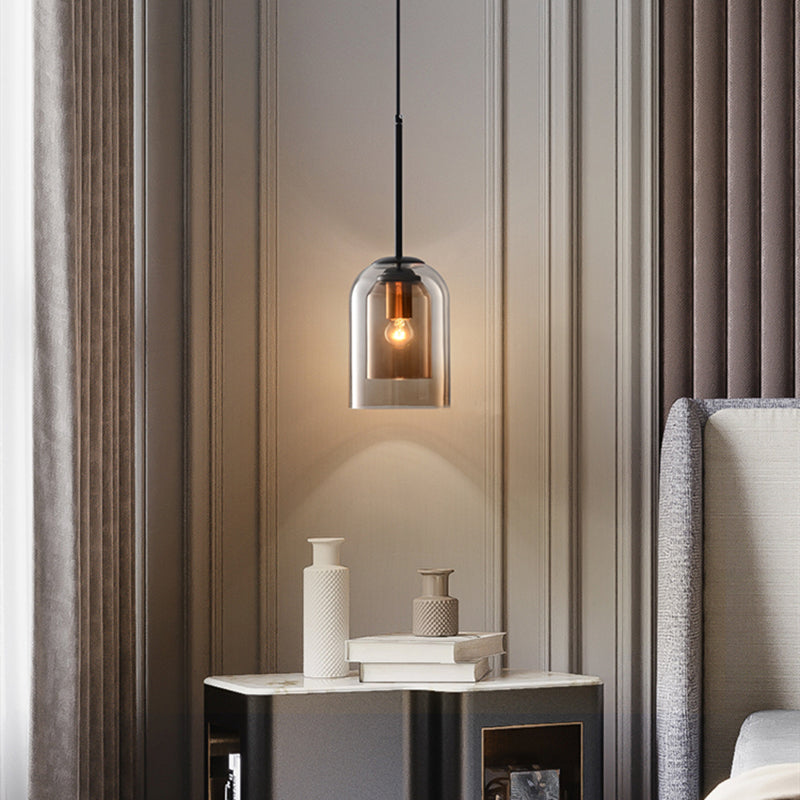 Lampa wisząca z połowy wieku w podwójnym szkle