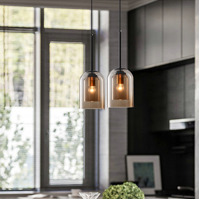 Lampa wisząca z połowy wieku w podwójnym szkle