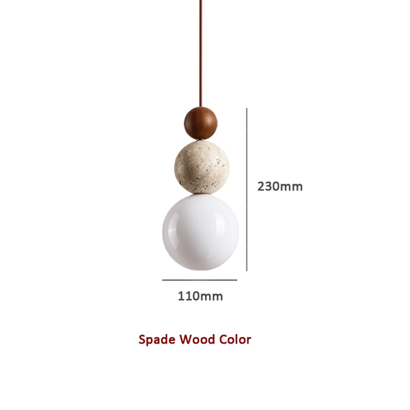 Lampa Wisząca Rustykalna Kamień i Drewno
