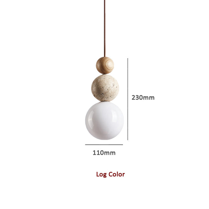 Lampa Wisząca Rustykalna Kamień i Drewno