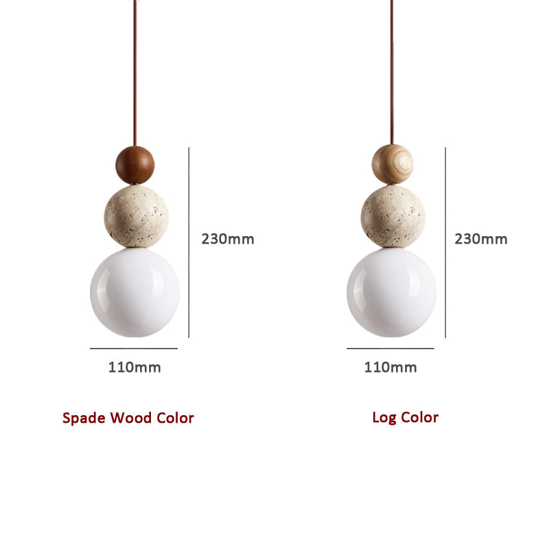 Lampa Wisząca Rustykalna Kamień i Drewno