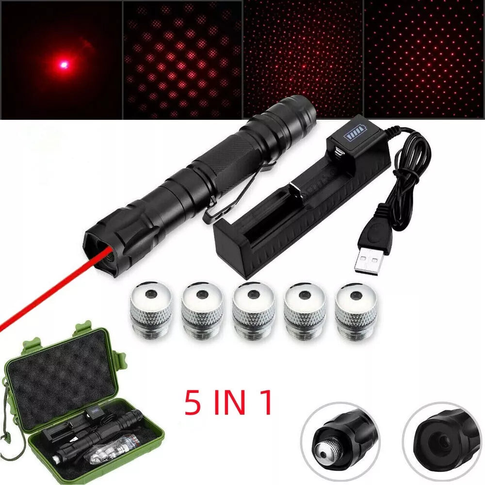 Laserowy wskaźnik ładowalny czerwony wszechstronny zestaw latarki