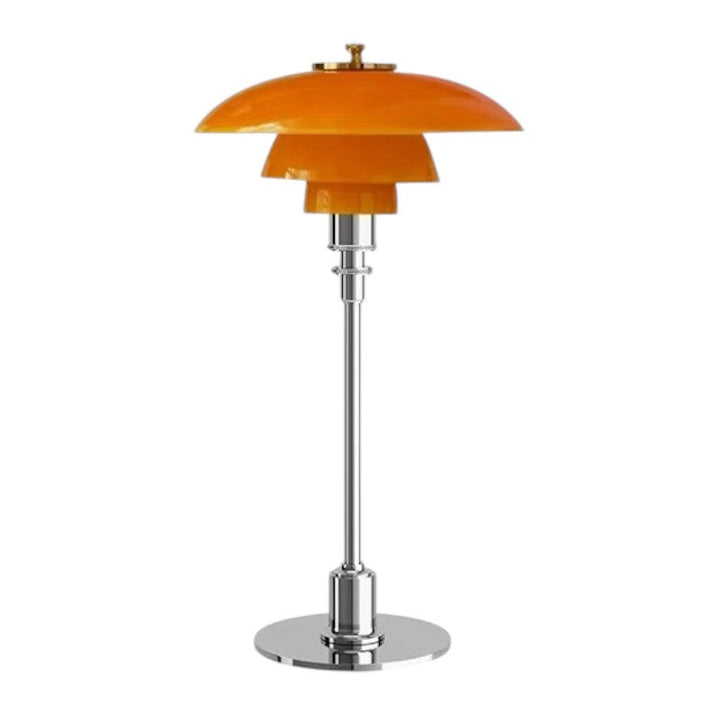 Lampa stołowa z szklanym kloszem i mosiężną podstawą
