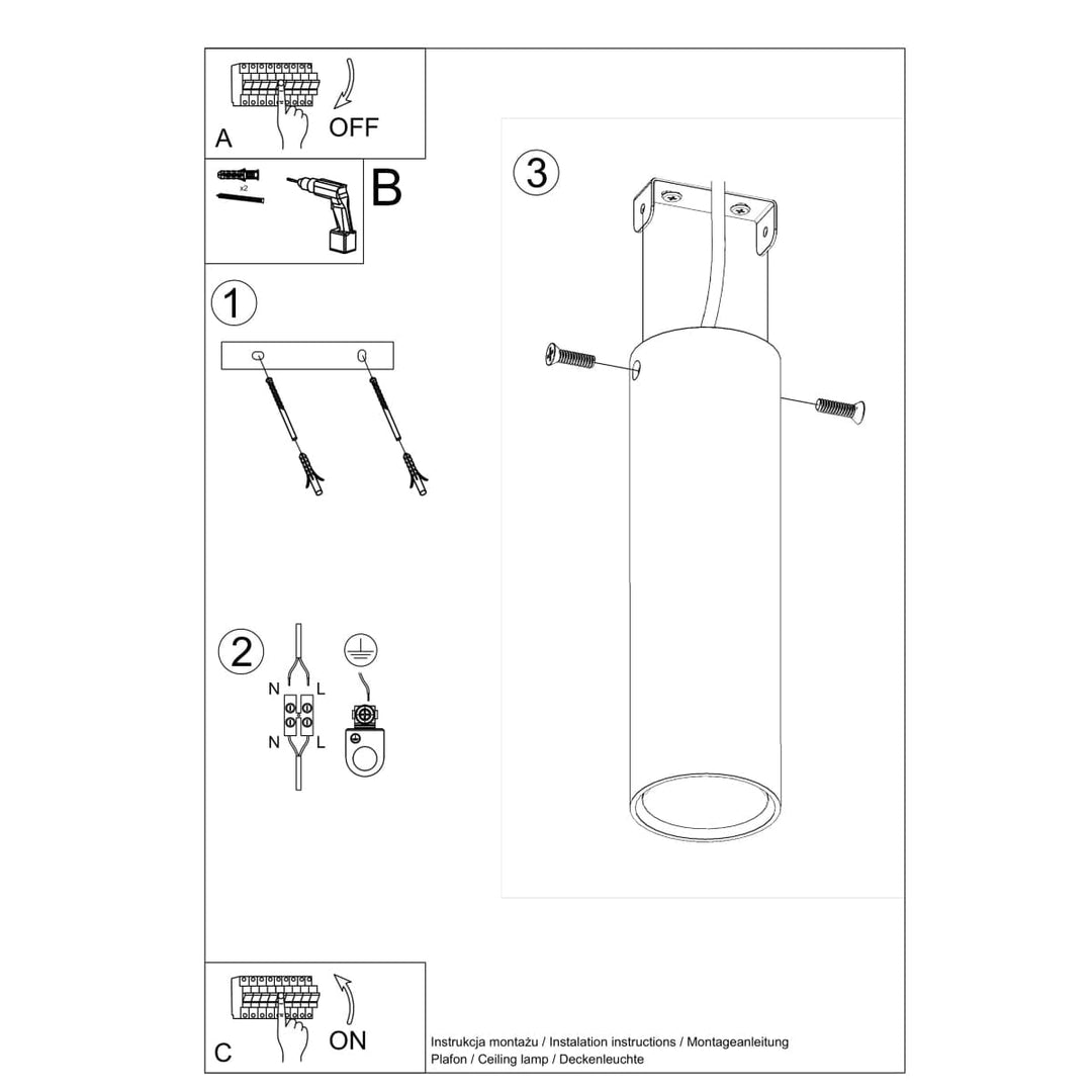 LAGOS 20 Biała Lampa Sufitowa - Nowoczesny Minimalistyczny Design - Trwała Stal - Łatwa Instalacja - Kompatybilna z Lampą GU10
