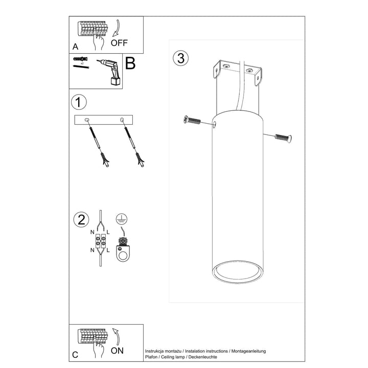 LAGOS 20 Biała Lampa Sufitowa - Nowoczesny Minimalistyczny Design - Trwała Stal - Łatwa Instalacja - Kompatybilna z Lampą GU10