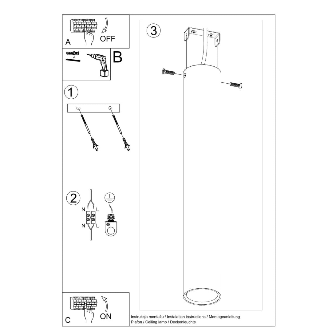 LAGOS 40 Biała Lampa Sufitowa - Nowoczesny Minimalistyczny Design - Trwała Stal - Łatwa Instalacja - Kompatybilna z Żarówkami GU10