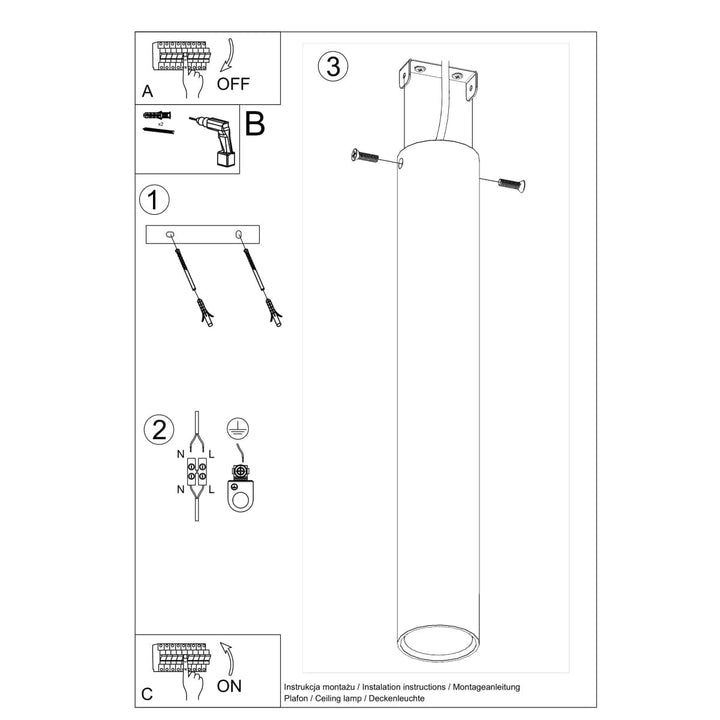 LAGOS 40 Biała Lampa Sufitowa - Nowoczesny Minimalistyczny Design - Trwała Stal - Łatwa Instalacja - Kompatybilna z Żarówkami GU10