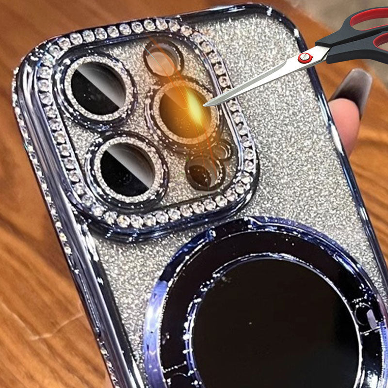 Etui na telefon z lustrem, magnetyczny stojak, brokat