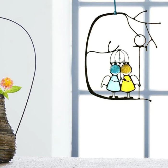 LumiPane – Minimalistyczny łapacz słońca z malowanego szkła | Ozdoba okienna i ścienna odporna na UV