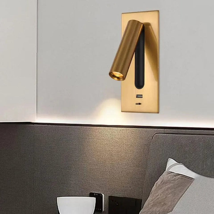 Regulowana lampa ścienna z ładowaniem USB i rotacją 350° – Nowoczesna lampa ścienna do sypialni i zastosowań hotelowych